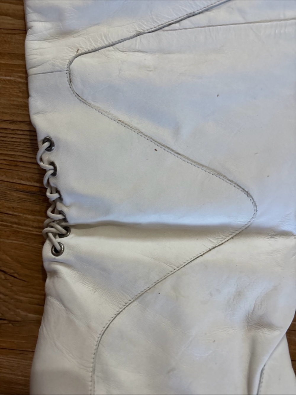 Vintage Dolcis white leather thigh boots Toy lace up back size 9M - Picture 4 of 16